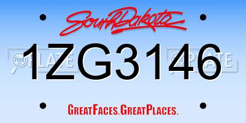 1ZG3146 South Dakota License Plate