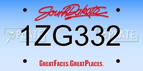 1ZG332 South Dakota License Plate
