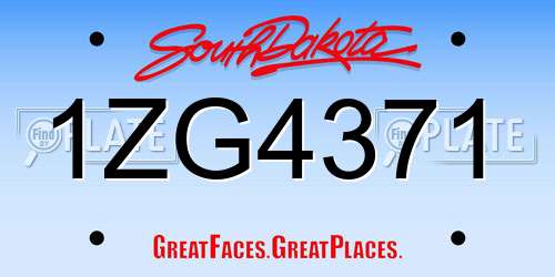 1ZG4371 South Dakota License Plate