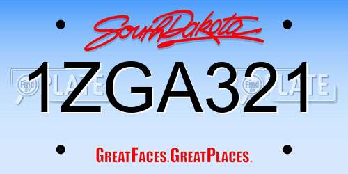 1ZGA321 South Dakota License Plate
