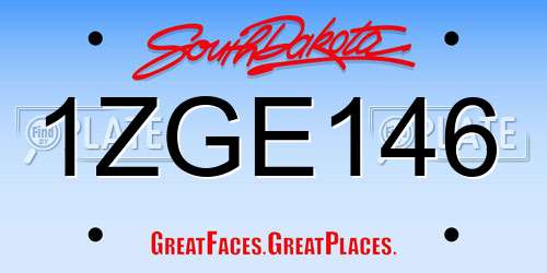 1ZGE146 South Dakota License Plate