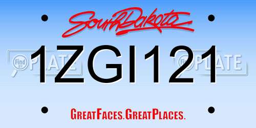1ZGI121 South Dakota License Plate