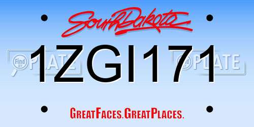 1ZGI171 South Dakota License Plate