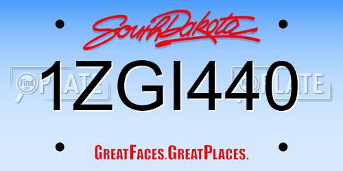 1ZGI440 South Dakota License Plate