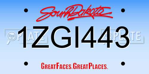 1ZGI443 South Dakota License Plate