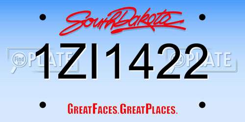 1ZI1422 South Dakota License Plate