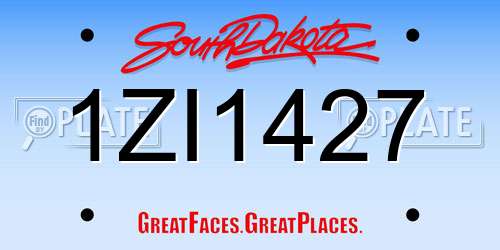 1ZI1427 South Dakota License Plate