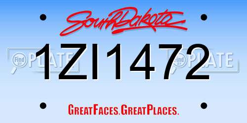 1ZI1472 South Dakota License Plate