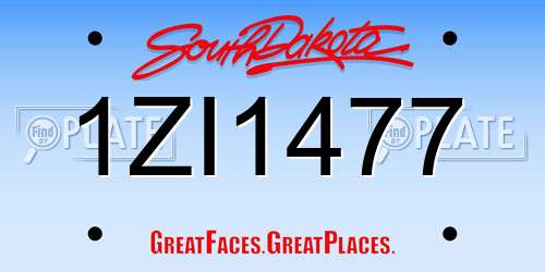 1ZI1477 South Dakota License Plate