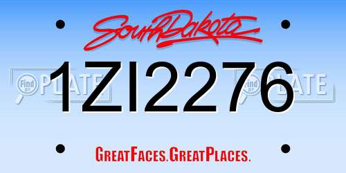 1ZI2276 South Dakota License Plate