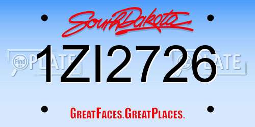 1ZI2726 South Dakota License Plate