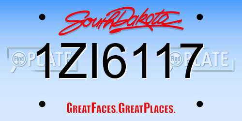 1ZI6117 South Dakota License Plate