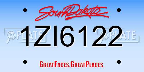 1ZI6122 South Dakota License Plate