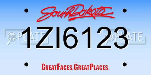 1ZI6123 South Dakota License Plate