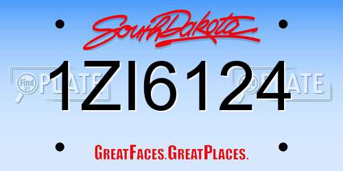 1ZI6124 South Dakota License Plate