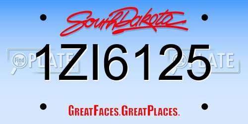 1ZI6125 South Dakota License Plate