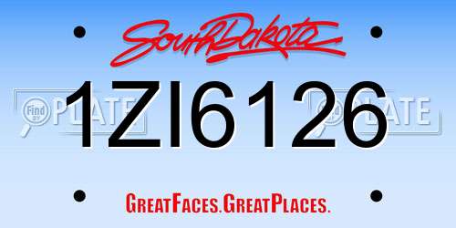 1ZI6126 South Dakota License Plate