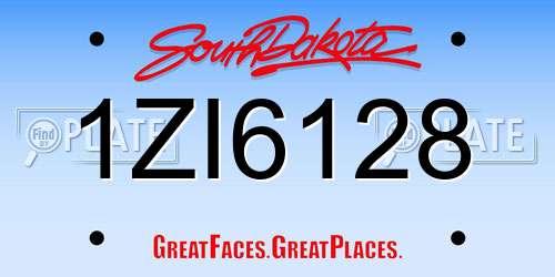 1ZI6128 South Dakota License Plate