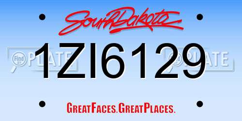 1ZI6129 South Dakota License Plate