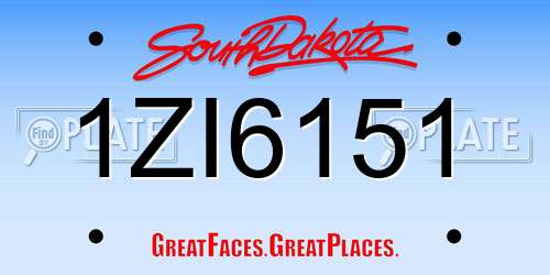 1ZI6151 South Dakota License Plate