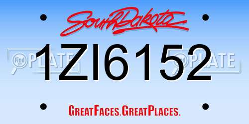 1ZI6152 South Dakota License Plate