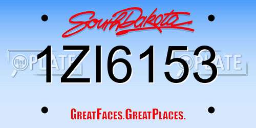 1ZI6153 South Dakota License Plate