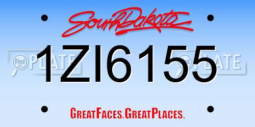 1ZI6155 South Dakota License Plate