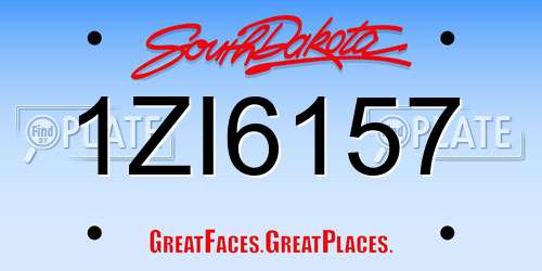1ZI6157 South Dakota License Plate