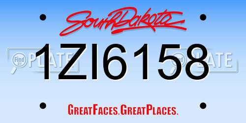 1ZI6158 South Dakota License Plate