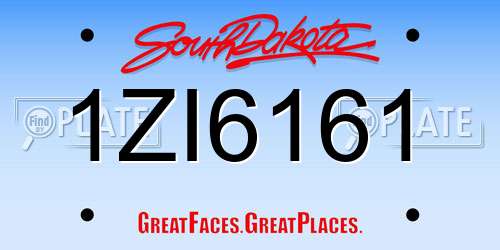 1ZI6161 South Dakota License Plate