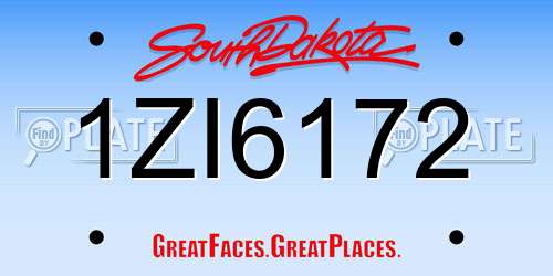 1ZI6172 South Dakota License Plate