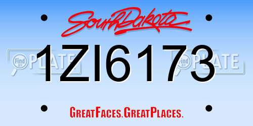 1ZI6173 South Dakota License Plate