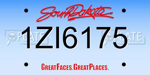 1ZI6175 South Dakota License Plate