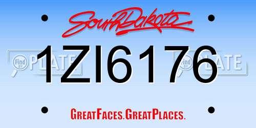 1ZI6176 South Dakota License Plate