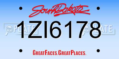 1ZI6178 South Dakota License Plate