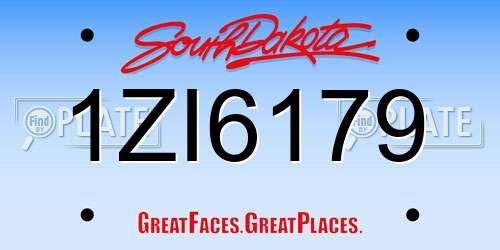 1ZI6179 South Dakota License Plate