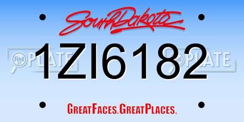 1ZI6182 South Dakota License Plate