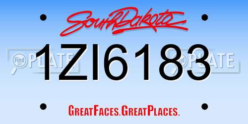 1ZI6183 South Dakota License Plate