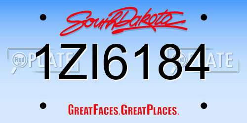 1ZI6184 South Dakota License Plate