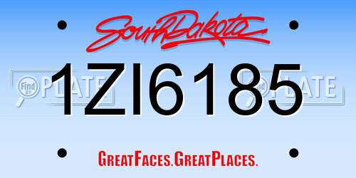 1ZI6185 South Dakota License Plate