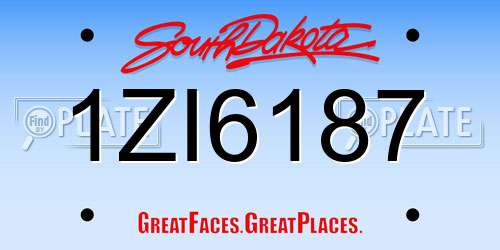 1ZI6187 South Dakota License Plate