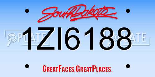 1ZI6188 South Dakota License Plate
