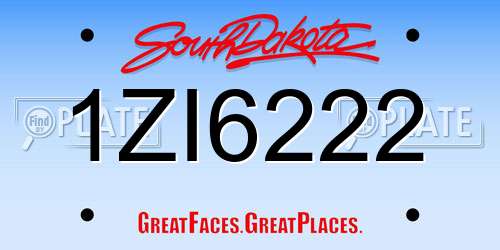 1ZI6222 South Dakota License Plate