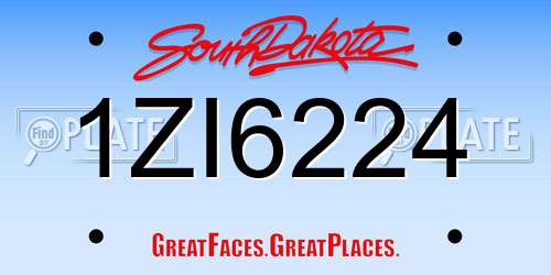 1ZI6224 South Dakota License Plate