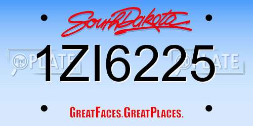 1ZI6225 South Dakota License Plate