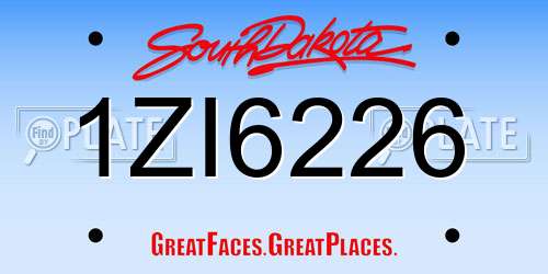 1ZI6226 South Dakota License Plate