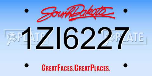 1ZI6227 South Dakota License Plate