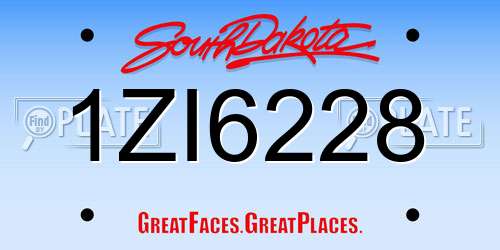 1ZI6228 South Dakota License Plate