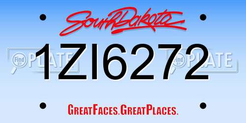 1ZI6272 South Dakota License Plate