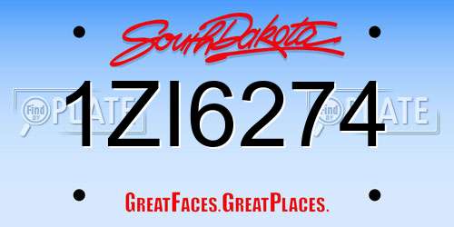 1ZI6274 South Dakota License Plate